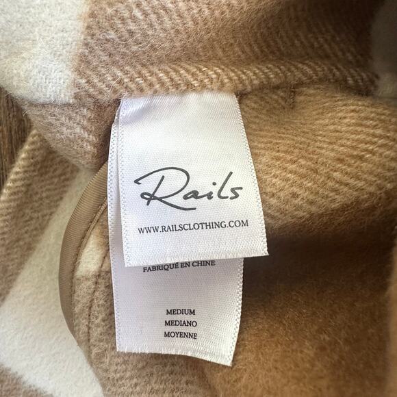 Rails Jaro Coat Oversized Wool Blend Ivory Camel Buffalo Check - Picture 10 of 11